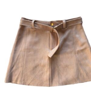 Zara Beige Faux Leather Mini Skirt with Matching Belt
